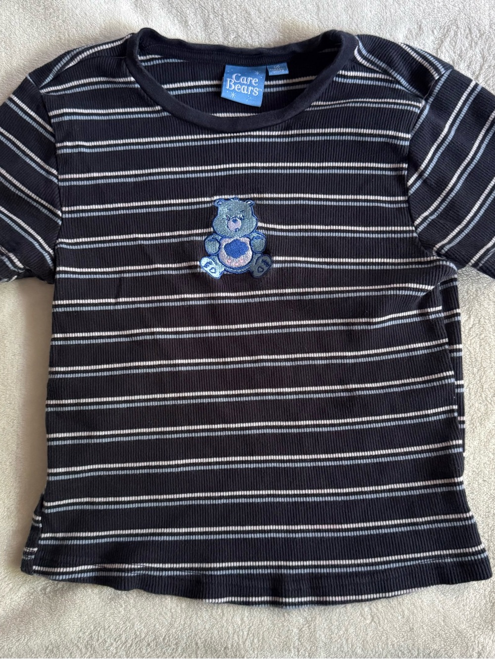 Care Bears Navy Blue and White Striped Short Sleeve Tee